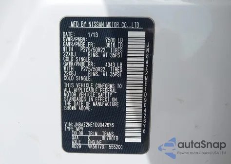 2013 Infiniti Qx56 из США, поврежденный, VIN JN8AZ2NE1D9042676